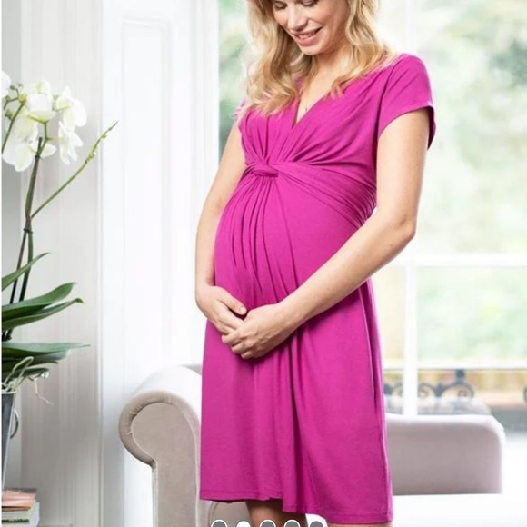 NWT Seraphine maternity wrap front jersey dress fuschia size 6 - Picture 1 of 3